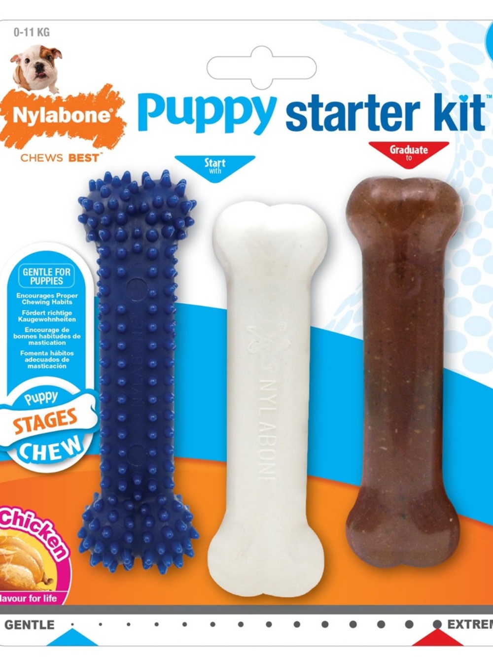 Nylabone starter Kit Pack of 3 Puppy Gentle Chew Toys NEW SEALED Made in USA GWP